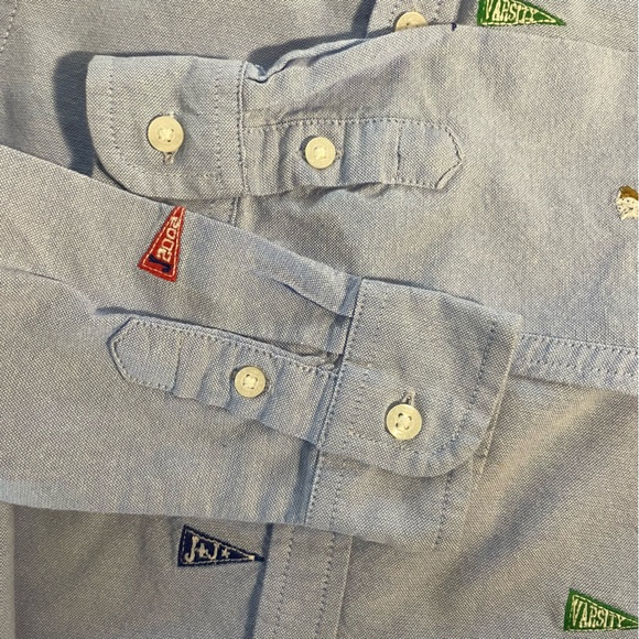 JANIE AND JACK Embroidered Varsity long-sleeve button-up Oxford, 4 - Picture 5 of 9